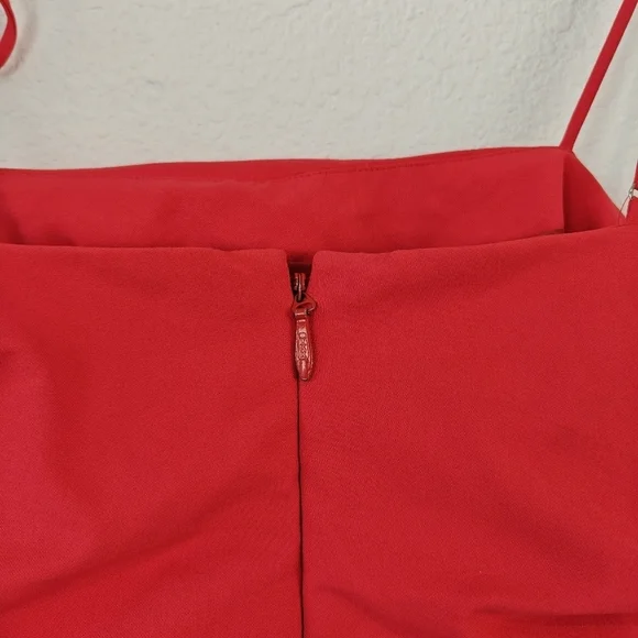 Cinq A Sept Zoey Spaghetti Strap Square Neck Ruffle Red Blouse Size XS - Picture 12 of 15